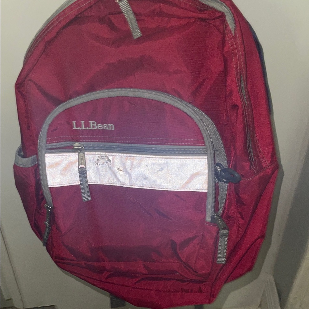 L.L. Bean Burgundy Backpack with Gray Trim